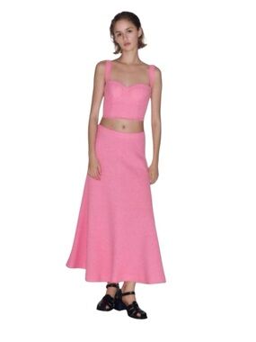 Zara long textured skirt Pink Size Small
